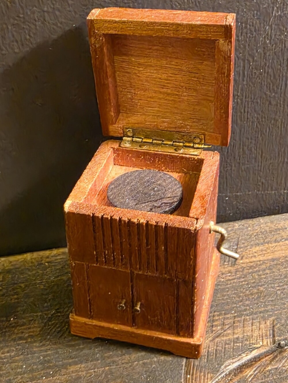 Vintage Dollhouse Miniature Wood Record Player Music Box Cabinet 1:12 Scale